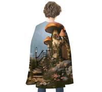 JTKBNVM Halloween Mushroom Garden Cloak Adults Reversible Blue & Red Medieval Cape for Cosplay Party Costume Dress Up