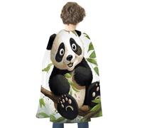 JTKBNVM Halloween Panda on The Tree Branch Cloak Adults Reversible Blue & Red Medieval Cape for Cosplay Party Costume Dress Up