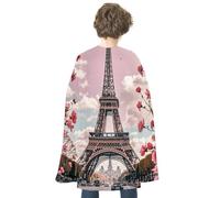 JTKBNVM Halloween Paris Street Eiffel Tower Cloak Adults Reversible Blue & Red Medieval Cape for Cosplay Party Costume Dress Up