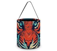 JTKBNVM Halloween Tote Treat Bag for Women Men Big Red Tiger Halloween Candy Bags Reusable Snack Bags Candy Bucket, Style, One Size