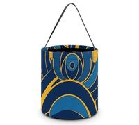 JTKBNVM Halloween Tote Treat Bag for Women Men Blue And Yellow Pattern Halloween Candy Bags Reusable Snack Bags Candy Bucket, Style, One Size