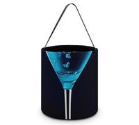 JTKBNVM Halloween Tote Treat Bag for Women Men Blue Cocktail Halloween Candy Bags Reusable Snack Bags Candy Bucket, Style, One Size