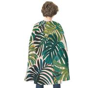 JTKBNVM Halloween Tropical Palm Leaves Cloak Adults Reversible Blue & Red Medieval Cape for Cosplay Party Costume Dress Up