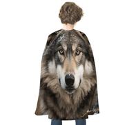 JTKBNVM Halloween Wolf In The Snow Cloak Adults Reversible Blue & Red Medieval Cape for Cosplay Party Costume Dress Up