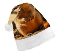 JTKBNVM Hand Drawn Groundhog Santa Hat Christmas Hats with Comfort Lining & Plush Brim Xmas Hat Cap for Holiday Festive Party Favors