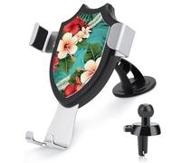 JTKBNVM Hawaiian Flowers Car Phone Mount 3-in-1 Universal Air Vent/Dashboard/Windshield Holder with 360° Rotatable Cell Phone Stand Head Quick One Touch Release for 4.0-6.0 Inch Smartphones