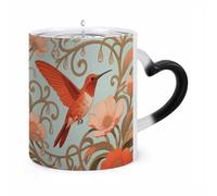 JTKBNVM Hummingbird on Vine Color Changing Coffee Mug 11oz Magic Ceramic Cup with Heat Sensitive Design Novelty Black to White Transformation Mug for Halloween Christmas Gifts Women Men