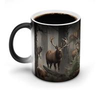 JTKBNVM Hunting Deer Bear Elk Color Changing Coffee Mug 11oz Magic Ceramic Cup with Heat Sensitive Design Novelty Black to White Transformation Mug for Halloween Christmas Gifts Women Men