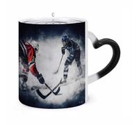 JTKBNVM Ice Hockey Art Color Changing Coffee Mug 11oz Magic Ceramic Cup with Heat Sensitive Design Novelty Black to White Transformation Mug for Halloween Christmas Gifts Women Men