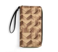 JTKBNVM Leather Wallet for Work 3D Cuboid Pattern Women Wallet Large Capacity Zip Wallet Phone Holder Clutch Travel Purse Wristlet Credit Card Holder, style, 7.8 x 4.1 x 1 inches
