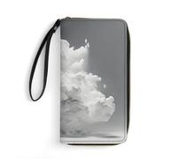 JTKBNVM Leather Wallet for Work A Cloud Floating Women Wallet Large Capacity Zip Wallet Phone Holder Clutch Travel Purse Wristlet Credit Card Holder, style, 7.8 x 4.1 x 1 inches