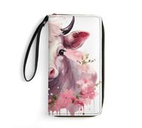 JTKBNVM Leather Wallet for Work A Little Cow Women Wallet Large Capacity Zip Wallet Phone Holder Clutch Travel Purse Wristlet Credit Card Holder, style, 7.8 x 4.1 x 1 inches