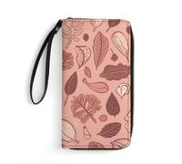 JTKBNVM Leather Wallet for Work Acorn Leaf Pattern Women Wallet Large Capacity Zip Wallet Phone Holder Clutch Travel Purse Wristlet Credit Card Holder, style, 7.8 x 4.1 x 1 inches