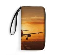 JTKBNVM Leather Wallet for Work Aircraft Plane at Sunset Women Wallet Large Capacity Zip Wallet Phone Holder Clutch Travel Purse Wristlet Credit Card Holder, style, 7.8 x 4.1 x 1 inches