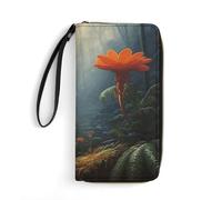 JTKBNVM Leather Wallet for Work An Orange Blossom Women Wallet Large Capacity Zip Wallet Phone Holder Clutch Travel Purse Wristlet Credit Card Holder, style, 7.8 x 4.1 x 1 inches