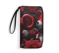 JTKBNVM Leather Wallet for Work Bear Among The Roses Women Wallet Large Capacity Zip Wallet Phone Holder Clutch Travel Purse Wristlet Credit Card Holder, style, 7.8 x 4.1 x 1 inches