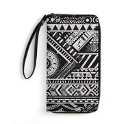 JTKBNVM Leather Wallet for Work Black And White Pattern Women Wallet Large Capacity Zip Wallet Phone Holder Clutch Travel Purse Wristlet Credit Card Holder, style, 7.8 x 4.1 x 1 inches