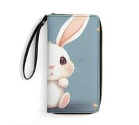JTKBNVM Leather Wallet for Work Cartoon Cute Bunny Women Wallet Large Capacity Zip Wallet Phone Holder Clutch Travel Purse Wristlet Credit Card Holder, style, 7.8 x 4.1 x 1 inches