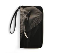 JTKBNVM Leather Wallet for Work Elephant Black Women Wallet Large Capacity Zip Wallet Phone Holder Clutch Travel Purse Wristlet Credit Card Holder, style, 7.8 x 4.1 x 1 inches