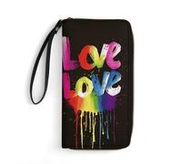 JTKBNVM Leather Wallet for Work Love Is Love Women Wallet Large Capacity Zip Wallet Phone Holder Clutch Travel Purse Wristlet Credit Card Holder, style, 7.8 x 4.1 x 1 inches