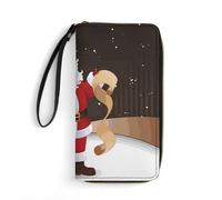 JTKBNVM Leather Wallet for Work Merry Christmas Women Wallet Large Capacity Zip Wallet Phone Holder Clutch Travel Purse Wristlet Credit Card Holder, style, 7.8 x 4.1 x 1 inches