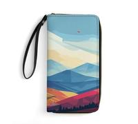JTKBNVM Leather Wallet for Work Windmill Flat Illustration Women Wallet Large Capacity Zip Wallet Phone Holder Clutch Travel Purse Wristlet Credit Card Holder, style, 7.8 x 4.1 x 1 inches