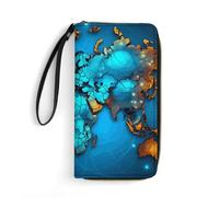 JTKBNVM Leather Wallet for Work World Map Women Wallet Large Capacity Zip Wallet Phone Holder Clutch Travel Purse Wristlet Credit Card Holder, style, 7.8 x 4.1 x 1 inches