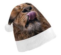JTKBNVM Lion Sticks Out Tongue Santa Hat Christmas Hats with Comfort Lining & Plush Brim Xmas Hat Cap for Holiday Festive Party Favors