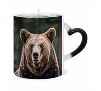 JTKBNVM Lodge Bear Deer Color Changing Coffee Mug 11oz Magic Ceramic Cup with Heat Sensitive Design Novelty Black to White Transformation Mug for Halloween Christmas Gifts Women Men
