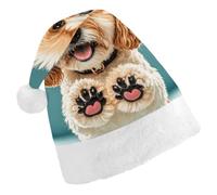 JTKBNVM Lover Dog Paws Santa Hat Christmas Hats with Comfort Lining & Plush Brim Xmas Hat Cap for Holiday Festive Party Favors