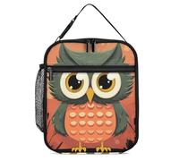 JTKBNVM Lunch Bag Insulated Lunch Box for Men Women Adults Cartoon Owl on Orange Background Small Lunch Bag for Travel Office Work Picnic Lunchbox Cooler Bag