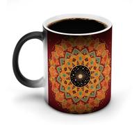 JTKBNVM Mandala Print Color Changing Coffee Mug 11oz Magic Ceramic Cup with Heat Sensitive Design Novelty Black to White Transformation Mug for Halloween Christmas Gifts Women Men