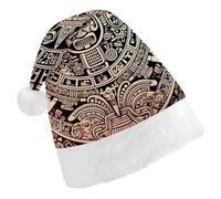 JTKBNVM Mayan Calendar End Of The World Santa Hat Christmas Hats with Comfort Lining & Plush Brim Xmas Hat Cap for Holiday Festive Party Favors