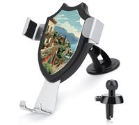 JTKBNVM Mediterranean Summer Car Phone Mount 3-in-1 Universal Air Vent/Dashboard/Windshield Holder with 360° Rotatable Cell Phone Stand Head Quick One Touch Release for 4.0-6.0 Inch Smartphones