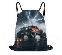 JTKBNVM Monster Truck Black Sky Roar Drawstring Backpack 420D Oxford Waterproof Sport Gym Bag Cinch Sack for Basketball Yoga Beach