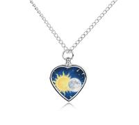 JTKBNVM Moon Sun Pet Cremation Jewelry for Ashes Waterproof Urn Necklace with Filling Kit Heart Pendant Ash Necklace Memorial Keepsake Jewelry Custom Sympathy Gift for Dog Cat Human Ashes