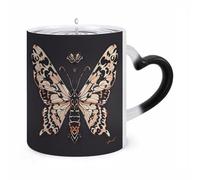 JTKBNVM Moth Gothic Color Changing Coffee Mug 11oz Magic Ceramic Cup with Heat Sensitive Design Novelty Black to White Transformation Mug for Halloween Christmas Gifts Women Men