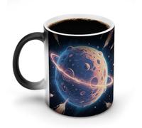 JTKBNVM Mysterious Planet Color Changing Coffee Mug 11oz Magic Ceramic Cup with Heat Sensitive Design Novelty Black to White Transformation Mug for Halloween Christmas Gifts Women Men