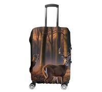 JTKBNVM Nature Wild Animal Deers Luggage Covers Tsa Approved Suitcase Cover Elastic Washable Luggage Sleeve Carry on Cover Protector Anti-Scratch Suitcase Protector Fits 19-30 Inch Case, white, Small