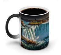 JTKBNVM Niagara Fall Color Changing Coffee Mug 11oz Magic Ceramic Cup with Heat Sensitive Design Novelty Black to White Transformation Mug for Halloween Christmas Gifts Women Men