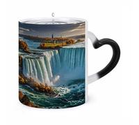 JTKBNVM Niagara Fall Color Changing Coffee Mug 11oz Magic Ceramic Cup with Heat Sensitive Design Novelty Black to White Transformation Mug for Halloween Christmas Gifts Women Men