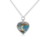 JTKBNVM Niagara Fall Pet Cremation Jewelry for Ashes Waterproof Urn Necklace with Filling Kit Heart Pendant Ash Necklace Memorial Keepsake Jewelry Custom Sympathy Gift for Dog Cat Human Ashes