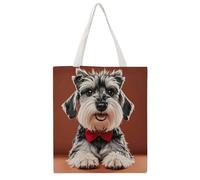 JTKBNVM Oil Cute Schnauzer Dogs Canvas Tote Bag with Handles Reversible Reusable Grocery Bags Foldable Carry on Tote Purse Casual Everyday Shoulder Handbag for Shopping Work Beach Market