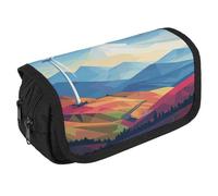 JTKBNVM Pencil Bag Windmill Flat Illustration Pencil Pouch for Men Women Double Layer Pencil Box Large Capacity Pen Case with Compartments Zipper Storage Bag for Office