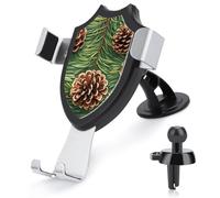 JTKBNVM Pine Cone Border Car Phone Mount 3-in-1 Universal Air Vent/Dashboard/Windshield Holder with 360° Rotatable Cell Phone Stand Head Quick One Touch Release for 4.0-6.0 Inch Smartphones