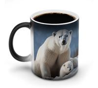 JTKBNVM Polar Bear Color Changing Coffee Mug 11oz Magic Ceramic Cup with Heat Sensitive Design Novelty Black to White Transformation Mug for Halloween Christmas Gifts Women Men