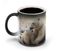 JTKBNVM Polar Bear Love Color Changing Coffee Mug 11oz Magic Ceramic Cup with Heat Sensitive Design Novelty Black to White Transformation Mug for Halloween Christmas Gifts Women Men
