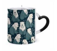 JTKBNVM Polar Bear Pattern Color Changing Coffee Mug 11oz Magic Ceramic Cup with Heat Sensitive Design Novelty Black to White Transformation Mug for Halloween Christmas Gifts Women Men