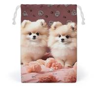 JTKBNVM Pomeranians Puppies And Point Muslin Bags Cotton Drawstring Bags Drawstring Gift Bags Canvas Christmas Bags Cloth Gift Bags Drawstring Pouch Jewelry Pouches Drawstring Bags 1 Pc