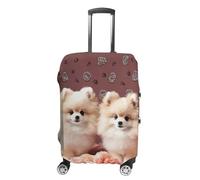 JTKBNVM Pomeranians Puppies Luggage Covers Tsa Approved Suitcase Cover Elastic Washable Luggage Sleeve Carry on Cover Protector Anti-Scratch Suitcase Protector Fits 19-30 Inch Case, white, M